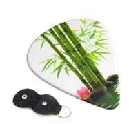 Green Bamboo Lotus Guitar Picks 6-Pack - Pick Set (0.46mm / 0.71mm / 0.96mm) Suitable For Guitar And Ukulele Playing