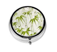 Green Bamboo Nature Plant Print Personalised Portable Pillbox with,Mini Pillbox Compact and Convenient Pill Organiser for Storing and Organising Pills