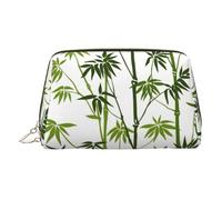 Green Bamboo Print Tropical Nature Plant Toiletry Pouch, Travel-Friendly Makeup Organizer for Makeup Brushes, Lipsticks