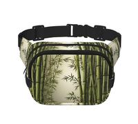 Green Bamboo Printed multifunctional waist bag, unisex trendy messenger bag, travel sports storage bag