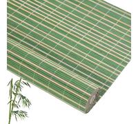 Green Bamboo Roller Blind - Retro Roman Sun Blind With 65% Shading, Privacy Protection & Sun Protection - Garden Blinds For Balcony, Terrace & Patio, Natural Bamboo Window Shades For Home & Outdoors(W