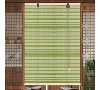 Green Bamboo Roller Blinds,Roman Blinds,Customizable Roll Up Window Blinds,Wooden Blackout Blinds,DayNight Sun Shade Curtain for Indoor,Outdoor,Balcony,Width x Height (140cm x 140cm(55in x 55in))