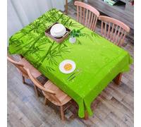 Green Bamboo Tablecloth Rectangular 130x160 cm - 3D Printed Asia Pattern Table Cover and Table Cloth - Wipe Clean Waterproof Polyester Fabric for Garden, Kitchen, Party, Picnic 3402v