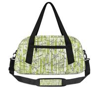 Green Bamboos Kids Overnight Duffle Bags for Girls Boys, Bamboos Stripes Lightweight Sports Gym Bag for Kids，Small Overnight Weekender Carry on Travel Bags Dance Bag, Green Bamboos, 18.5L x 7.8W x