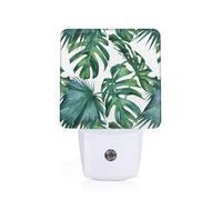 Green Banana Leaves Led Night Light Plug in, Modern Nightlight Dusk to Dawn Sensor Wall Night Lights for Hallway Bedroom Stairway