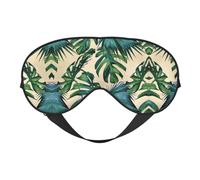 Green Banana Leaves Print Soft Eye Mask –Elastic Nighttime Shade, Light-Proof Blindfolds for Plane, Yoga, Travel, Full Eye Covers