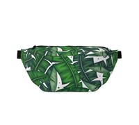 Green Banana Leaves Waistpacks Sling Bags Crossbody Bag Chest Daypack with Adjustable Belt for Women Men