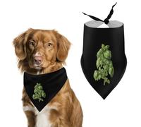 Green Basil Leaves Cute Dog Bandana Triangle Adjustable Washable