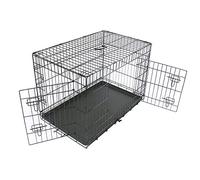 Green Bay Dog Puppy Cage Pet Crate Training Travel Carrier 2 Doors Metal Folding 24" Black