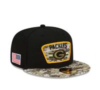 Green Bay Packers Cap Adult NFL New Era Black Fitted Hat - New