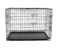 Green Bay Pet Puppy Crate Folding Dog Training Travel Cage with Detachable Tray 36" Black