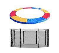 Green Bay Trampoline Replacement Safety Spring Cover Padding Pad + Safety Net Enclosure Surround 10FT Tri-Colour for 8 poles Trampoline