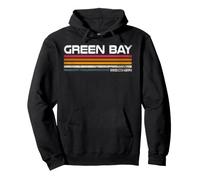 Green Bay Wisconsin Retro Stripes Vintage City Design Pullover Hoodie