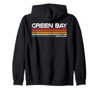 Green Bay Wisconsin Retro Stripes Vintage City Design Zip Hoodie