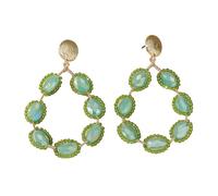 Green Beaded Dangle Earrings - Boho Native Handmade Braided Bohemian Large Statement Beaded Drop Fringe Earrings for Women Summer Tropical Beach Jewelry