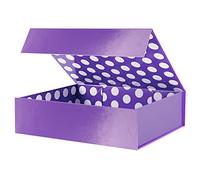 GREEN BEAN Gift Box 13.5x10x3.5 Inches, Large Gift Box with Lid, Shirt gift box, Magnetic gift box for Gift Packaging (Glossy Metallic Purple, Dot Design Inside)