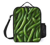 Green Beans Insulated Lunch Bag for Men Women Reusable Soft Lunchbox Portable Tote Bags for Office Work Picnic