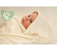 Green Bear Luxurious Bamboo Baby Cuddle Hooded Bath Towel - Naturally Hypoallergenic and Antibacterial - White - Made in the UK