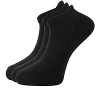 Green Bear Unisex Bamboo Black Trainer Sports Socks 3-5 - Cushioned Sole - Soft Antibacterial - 3 Pack