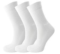 Green Bear Unisex Bamboo White Crew Sports Socks 3-5 - Cushioned Sole - Soft Antibacterial - 3 Pack