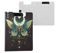 Green Beauty Moth Clipboard Folder, A4 Size Folder Clipboard with Pen Slot for Office School