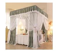 Green Bed Canopy Mosquito Net for Single Bed and Double Bed, Bedroom Romantic Decoration Bed Curtains with Ruffles