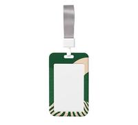 Green Beige Green Hills Minimalist Abstract Sliding Id Badge Holder Hard Plastic Work Card Case Name Tag Protector for Nurses Office