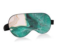 Green Beige Paint Luxury Marble Agate Ripples Abstract Marine Art Adjustable Sleep Mask Lightweight Blindfold with Fashion Patterns Elastic Hidden Strap Relaxing Light Block 9.45 x 3.9 inch
