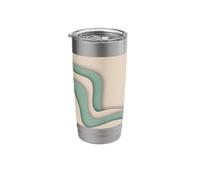 Green Beige Wavy Abstract Wave Pattern Stainless Steel Insulated Tumbler