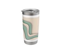 Green Beige Wavy Abstract Wave Pattern Stainless Steel Insulated Tumbler
