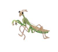 Green Big Praying Mantis Brooch Pin for Women Men Gold Plated Vintage Crystal Rhinestone Animal Insect Grasshopper Exaggerated Brooch Lapel Pin Fashion Dress Accessories Father's Day Theme Party