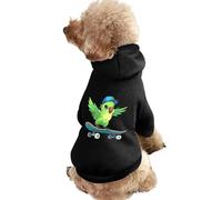Green Bird With Hat And Skateboard Dog Hoodie Shirts Pet Clothes for Small Puppy Cat Costume XS