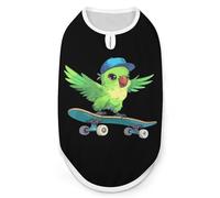 Green Bird With Hat And Skateboard Dog Shirt Pet Clothes Summer T-Shirts Sleeveless Tank Top for Small Puppy Cat