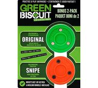 Green Biscuit Hockey Puck 2-Pack, Original, Off Ice Hockey Puck/Snipe, Shooting Street Hockey Puck Better Stick Handling, Passing and Shooting