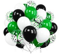 Green Black Balloons, Ousuga 60 pcs 12 Inch Matte Black White Green Confetti Latex Balloons Set for Boys Men Kids Birthday Baby Shower Football Soccer Wedding Sports Video Game Theme Party Decorations