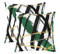 Green Black Gold Throw Pillow Cover Abstract Modern Line Double Sides Pillow Case for Kids Boys Girls Room Decor,Geometric Aesthetic Simple Cushion Cover for Bed Couch Sofa,2 Pack 20"x20"