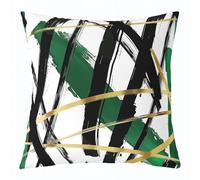 Green Black Gold Throw Pillow Cover Abstract Modern Line Double Sides Pillow Case for Kids Boys Girls Room Decor,Geometric Aesthetic Simple Cushion Cover for Bed Couch Sofa,1 Pack 16"x16"
