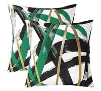 Green Black Gold Throw Pillow Cover Geometric Aesthetic Simple Double Sides Pillow Case for Kids Boys Girls Room Decor,Abstract Modern Line Cushion Cover for Bed Couch Sofa,2 Pack 24"x24"