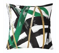 Green Black Gold Throw Pillow Cover Geometric Aesthetic Simple Double Sides Pillow Case for Kids Boys Girls Room Decor,Abstract Modern Line Cushion Cover for Bed Couch Sofa,1 Pack 20"x20"
