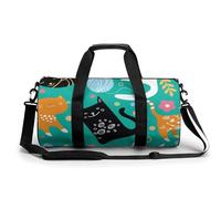 Green Black Kitten Sport Duffel Bag Gym Bag Weekend Overnight Bag for Travel Camping Hiking Beach 45x23x23cm