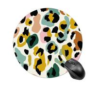 Green Black Leopard Print Abstract Mousepad Round Computer Mousepad Waterproof Gaming Mousepads with Non-Slip Rubber Base Mousepads Mousemat for Laptop Office 20 CM