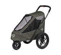 Green Black | Luxury Dog Bike Trailer | Large Sized Jogger | One-Hand Fold | Air Tires | INCL Rain Cover | Tire Pump | Bike Adapter