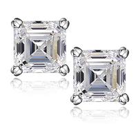 Green Black Moissanite Solitaire Earrings for Women, 2CT Cut D Color VVS1 Clarity Lab Created Diamond Earrings 18K White Yellow Rose Vermeil Moissanite Stud Earrings for Women