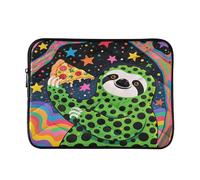 Green Black Sloth with Pizza Waterproof Laptop Sleeves 14-16 Inch Padded Quilted Laptop Protector Bag Notebook Case