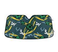 Green Black Soccer Car Sun Shade Windshield Foldable Sun Shield Blocks UV Rays Keep Vehicle Cool 57×31.5 inch