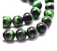 Green/Black Tiger Eye Beads Plain Round 6mm Strand of 60+