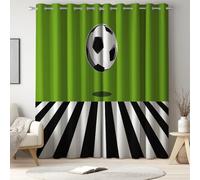 Green Blackout Curtains for Indoor Minimalist Sport Football Eyelet Curtain with 2 Panels Window Treatments of 66 x 54 Inch Breathable for Living Room Nursery and Bedroom with Quick Dry