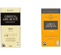 Green & Blacks Chocolate Bar Duo Bundle, Includes 90 g White Chocolate with Madagascan Vanilla & 90 g Butterscotch Milk Chocolate with 37% Cocoa