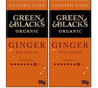 Green & Black's Organic Ginger Smooth Dark Chocolate Bar, 50% Cocoa, 100 g (Pack of 2)