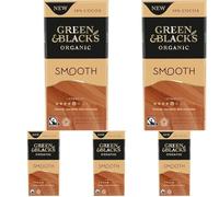 Green & Black's Organics Smooth Chocolate Bar, 50% Cocoa, 90g (Pack of 5)